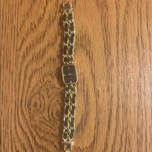 Gold and Black Chain Bracelet Watch